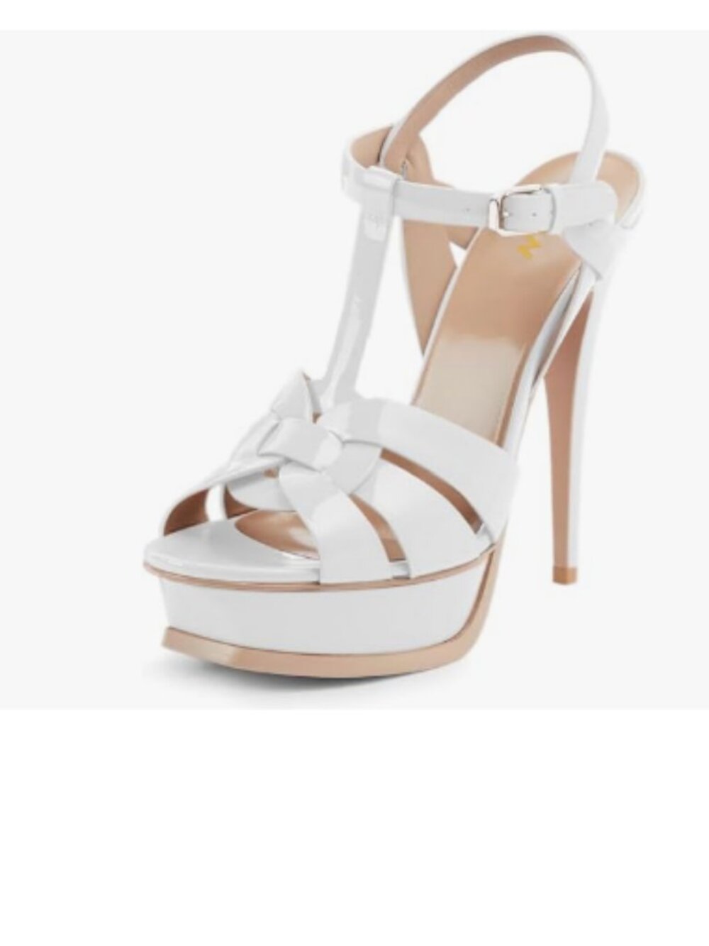 YDN White Strappy High Heeled Platform Peep Toe Stiletto Heels T-strap Sandals